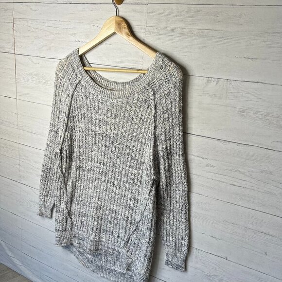Free People Sweater Womens SZ S/P Raw Edge Inside Out Open Knit Tunic Boho Indie - Picture 4 of 16